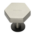 M Marcus Heritage Brass Hexagon Design Cabinet Knob with Rose 38mm